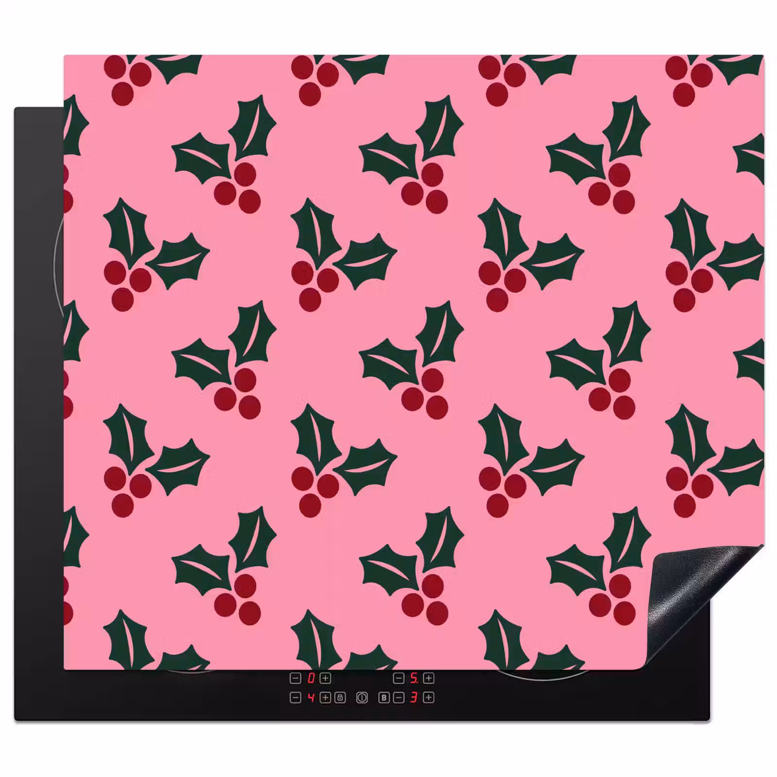 Herdabdeckplatte - Rosa – Weihnachten – Stechpalme — 1