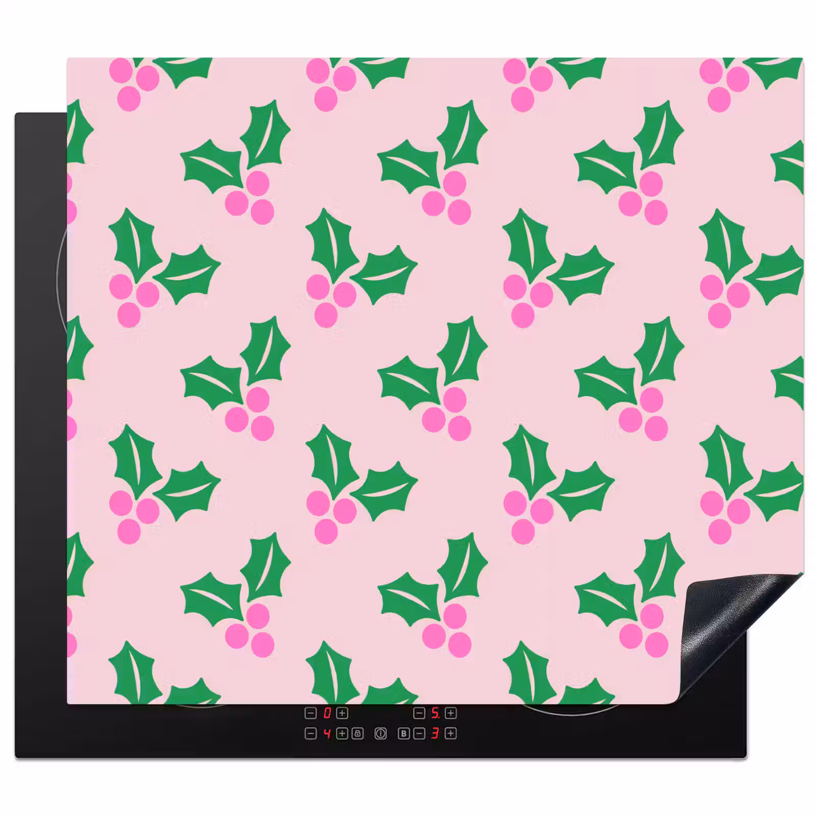 Herdabdeckplatte - Weihnachten – Stechpalme – Rosa — 1