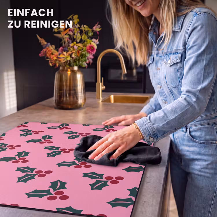 Herdabdeckplatte - Rosa – Weihnachten – Stechpalme — 6