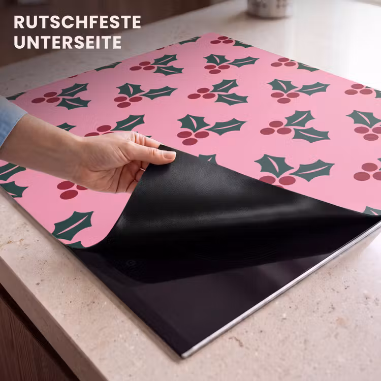 Herdabdeckplatte - Rosa – Weihnachten – Stechpalme — 9