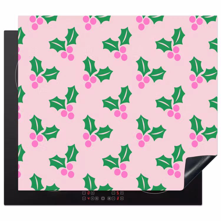 Herdabdeckplatte - Weihnachten – Stechpalme – Rosa — 1