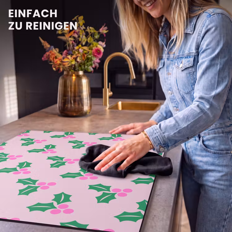 Herdabdeckplatte - Weihnachten – Stechpalme – Rosa — 6