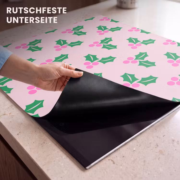 Herdabdeckplatte - Weihnachten – Stechpalme – Rosa — 9