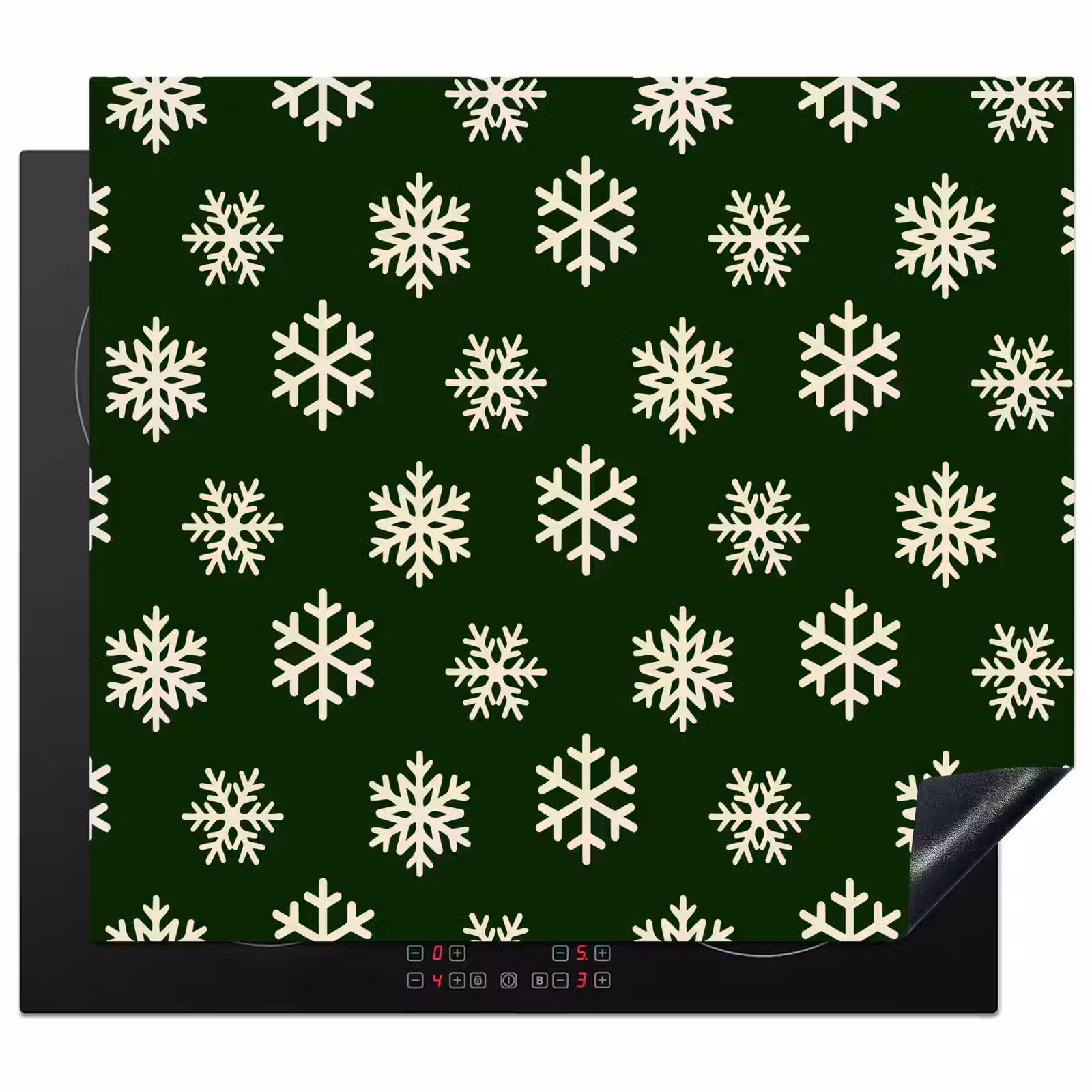 Herdabdeckplatte - Schneeflocke – Grün – Weiß – Weihnachten — 1