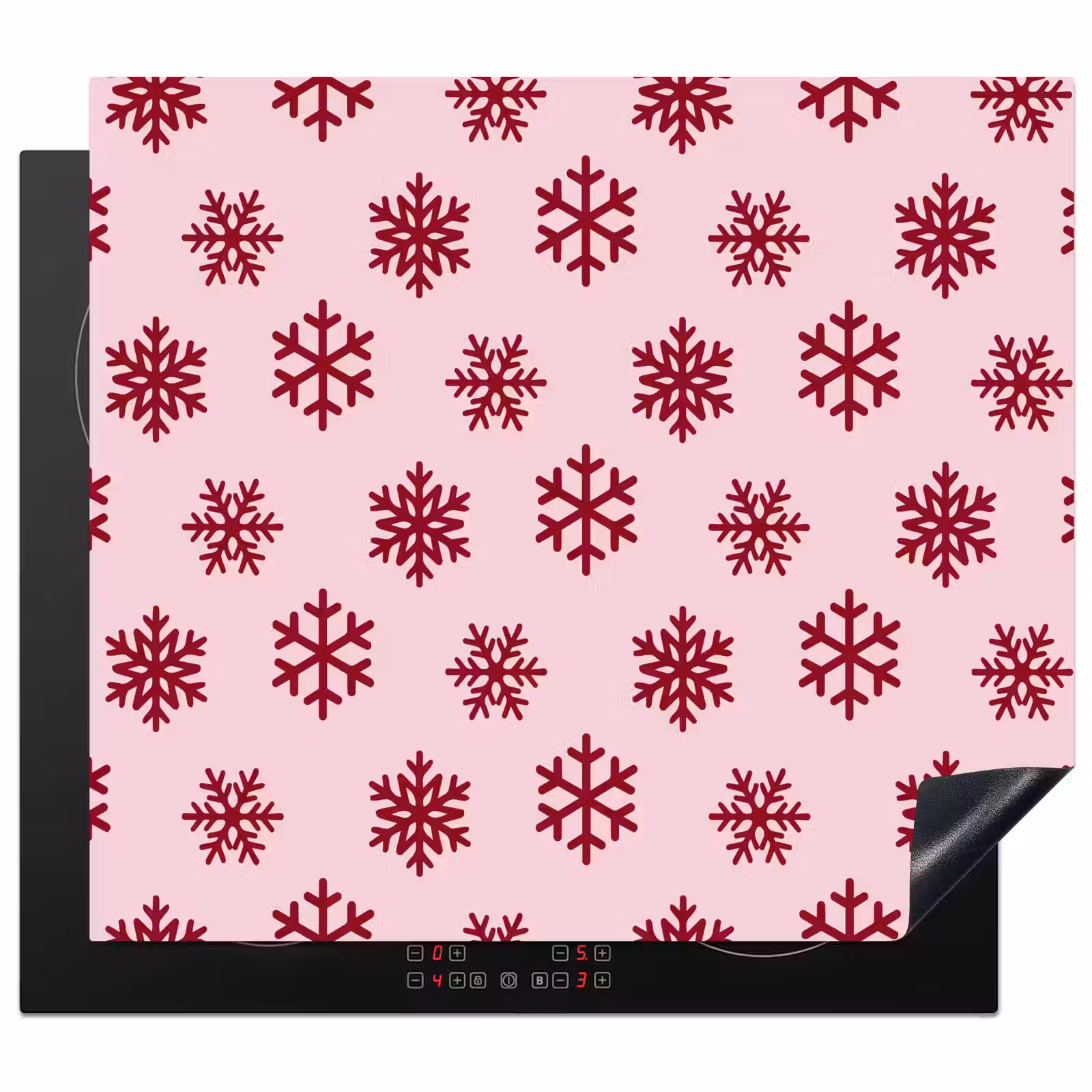 Herdabdeckplatte - Schneeflocke – Rosa – Rot – Weihnachten — 1