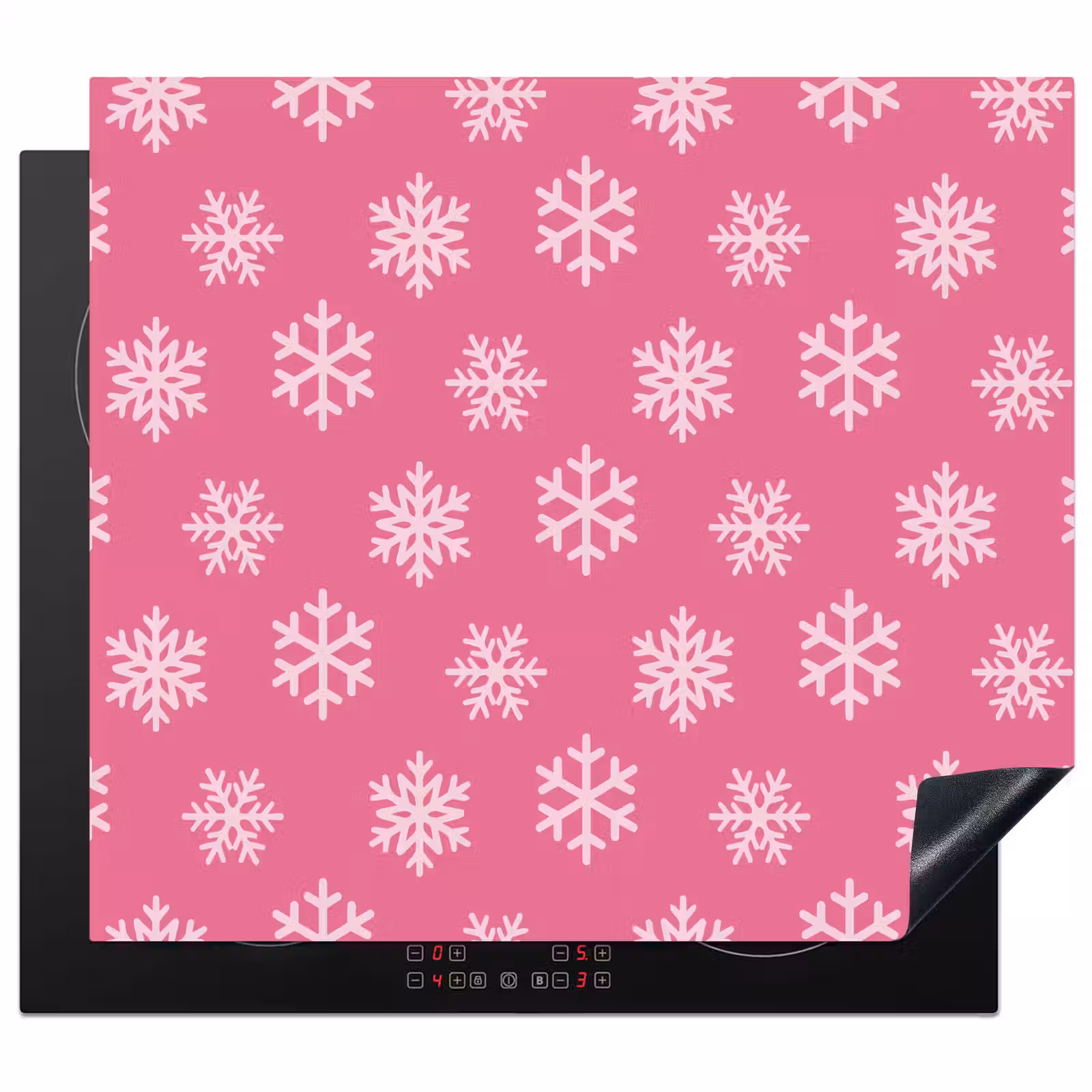 Herdabdeckplatte - Schneeflocke – Weihnachten – Rosa — 1