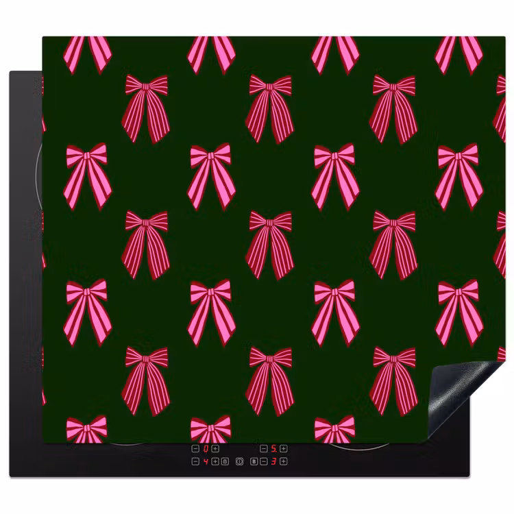 Herdabdeckplatte - Schleifen – Weihnachten – Rosa – Grün — 1