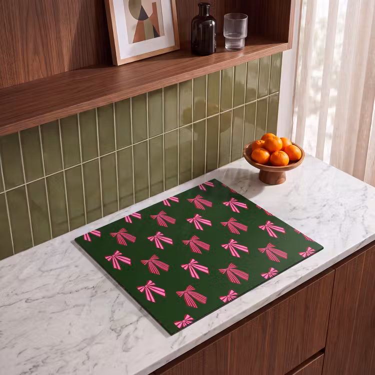 Herdabdeckplatte - Schleifen – Weihnachten – Rosa – Grün — 8