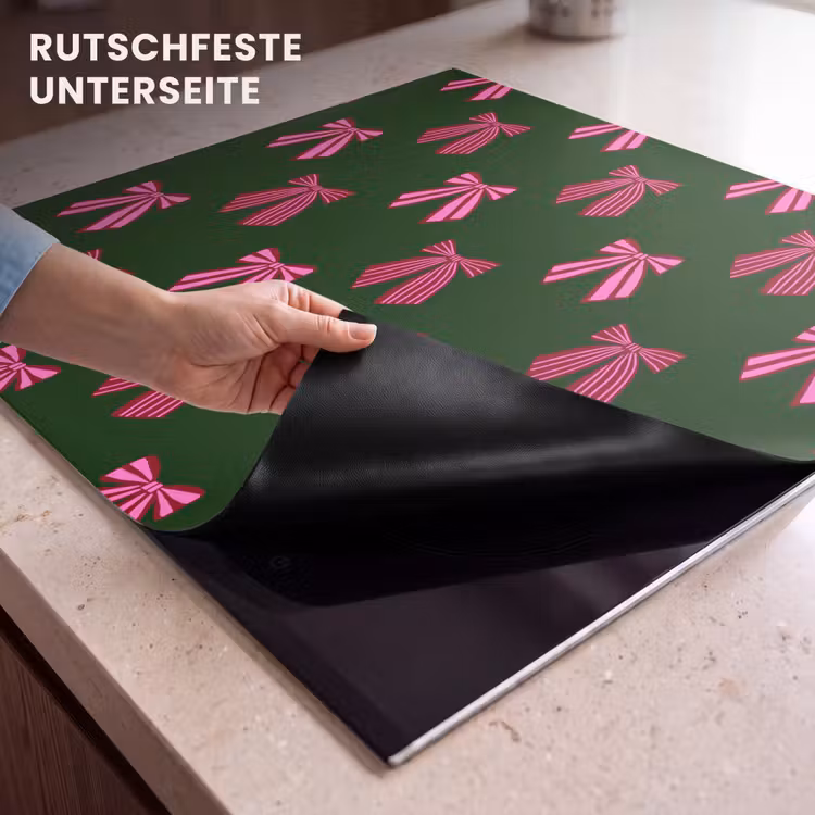 Herdabdeckplatte - Schleifen – Weihnachten – Rosa – Grün — 9
