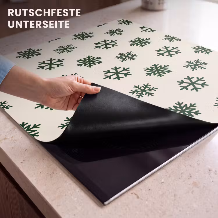 Herdabdeckplatte - Schneeflocke – Creme – Grün – Weihnachten — 9