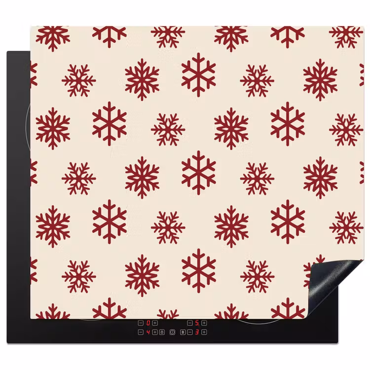 Herdabdeckplatte - Schneeflocke – Creme – Rot — 1