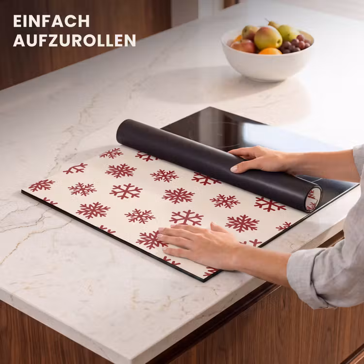 Herdabdeckplatte - Schneeflocke – Creme – Rot — 7