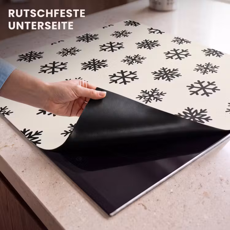 Herdabdeckplatte - Schneeflocke – Creme – Weiß — 9