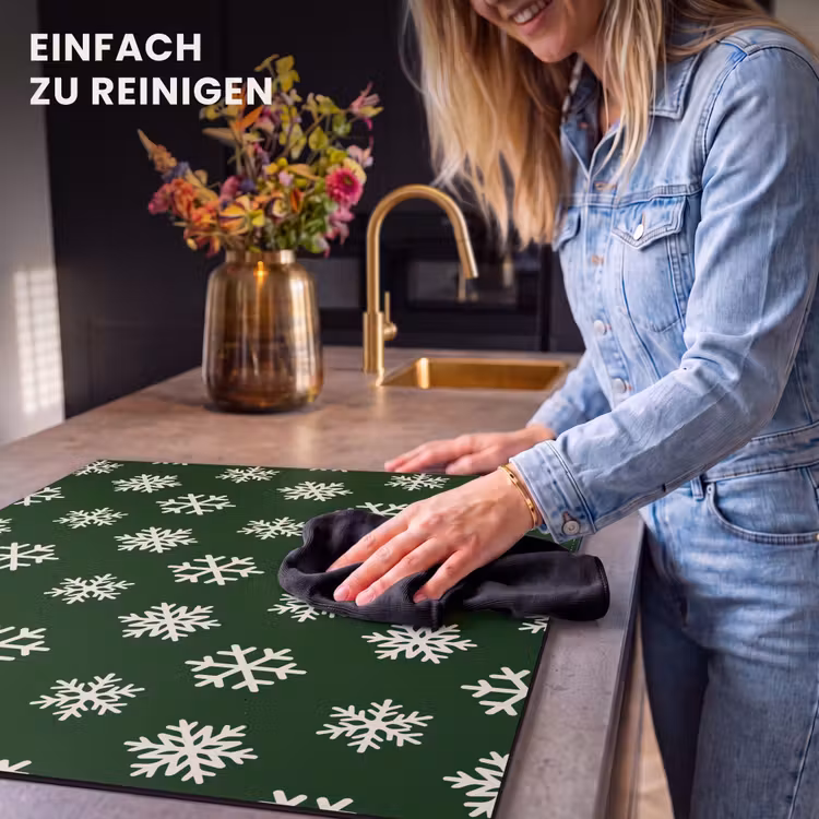 Herdabdeckplatte - Schneeflocke – Grün – Weiß – Weihnachten — 6