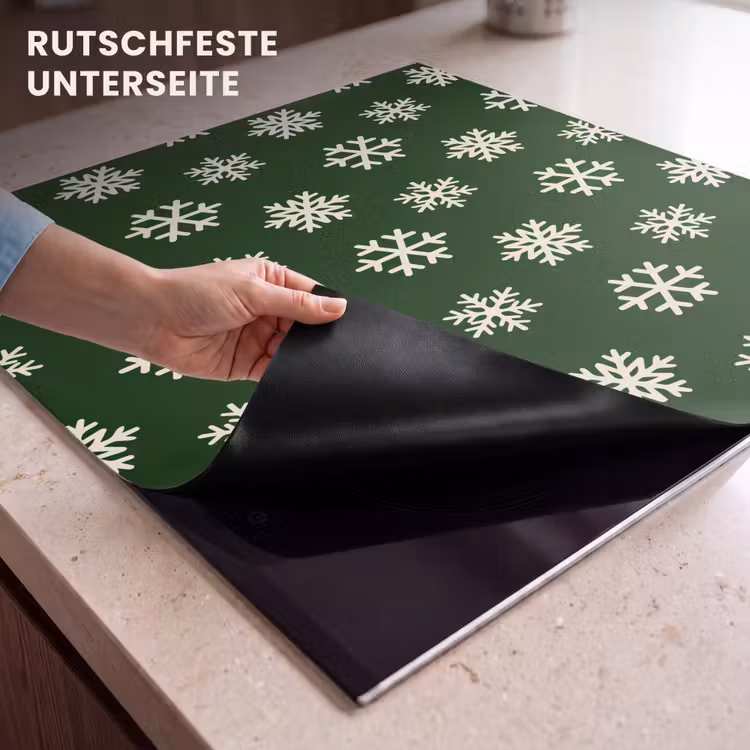 Herdabdeckplatte - Schneeflocke – Grün – Weiß – Weihnachten — 9