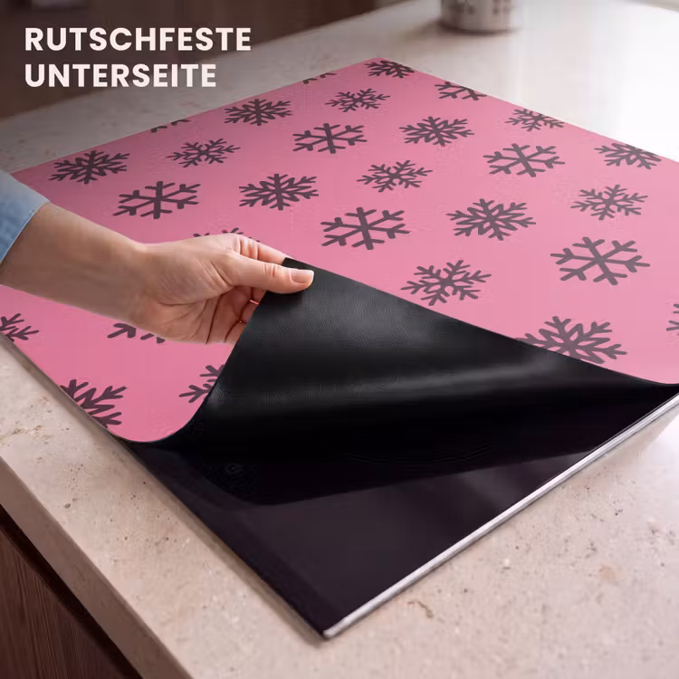 Herdabdeckplatte - Schneeflocke – Lila – Rosa – Weihnachten — 9
