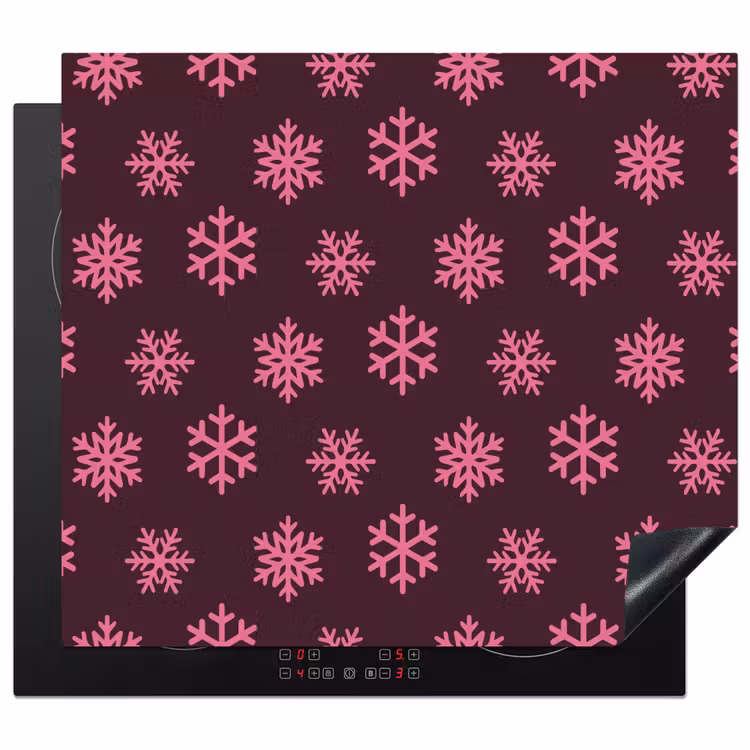 Herdabdeckplatte - Schneeflocke – Rosa – Lila – Weihnachten — 1