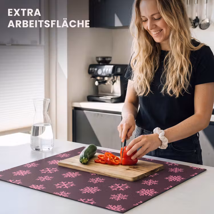 Herdabdeckplatte - Schneeflocke – Rosa – Lila – Weihnachten — 4