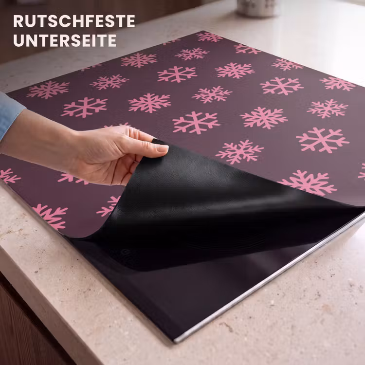 Herdabdeckplatte - Schneeflocke – Rosa – Lila – Weihnachten — 9