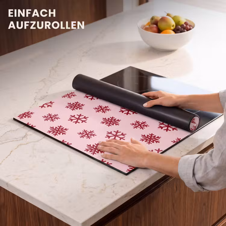 Herdabdeckplatte - Schneeflocke – Rosa – Rot – Weihnachten — 7