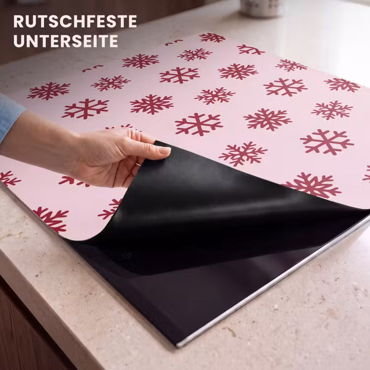 Herdabdeckplatte - Schneeflocke – Rosa – Rot – Weihnachten — 9