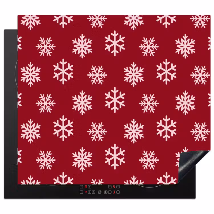 Herdabdeckplatte - Schneeflocke – Rot – Rosa – Weihnachten — 1