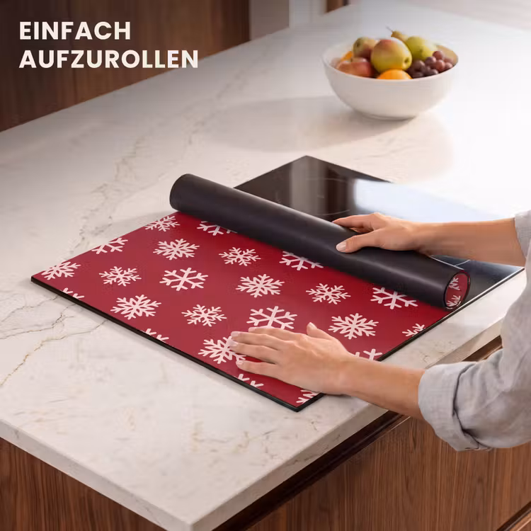 Herdabdeckplatte - Schneeflocke – Rot – Rosa – Weihnachten — 7