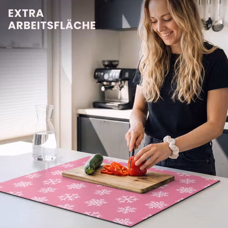 Herdabdeckplatte - Schneeflocke – Weihnachten – Rosa — 4