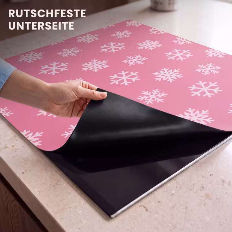 Herdabdeckplatte - Schneeflocke – Weihnachten – Rosa — 9