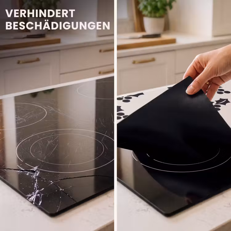 Herdabdeckplatte - Stechpalme – Weiß – Schwarz – Weihnachten — 3