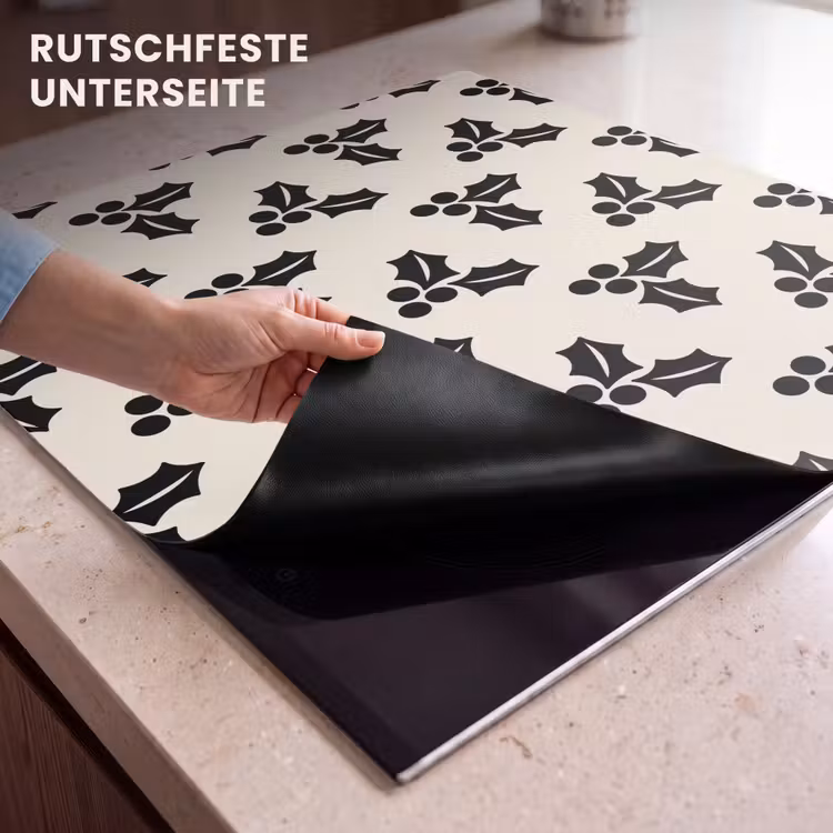 Herdabdeckplatte - Stechpalme – Weiß – Schwarz – Weihnachten — 9