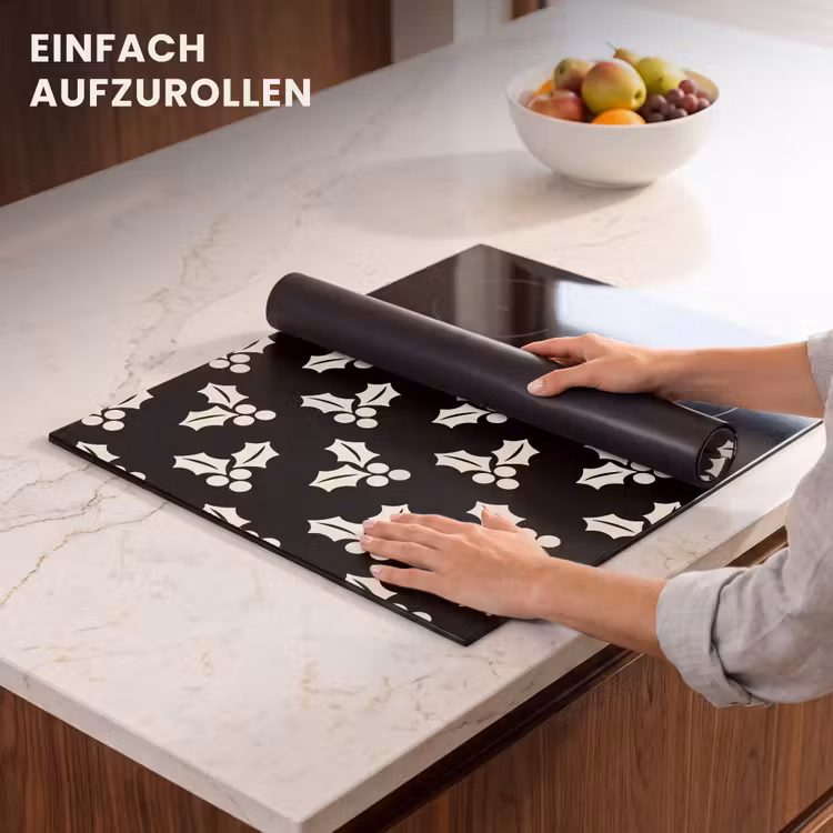 Herdabdeckplatte - Weihnachten – Schwarz – Weiß – Stechpalme — 7