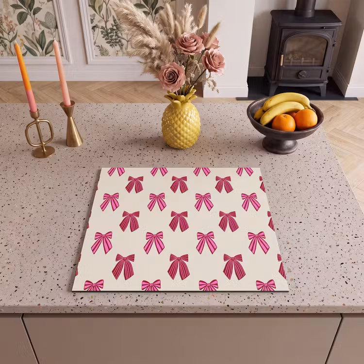Herdabdeckplatte - Schleifen – Weihnachten – Rosa – Cremefarben — 2