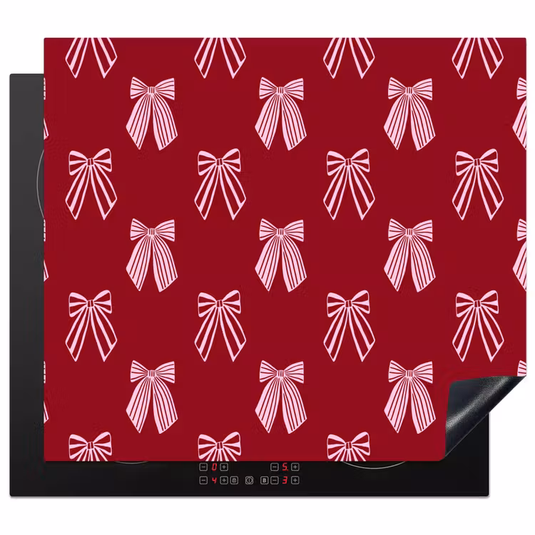 Herdabdeckplatte - Schleifen – Weihnachten – Burgunderrot – Rosa — 1