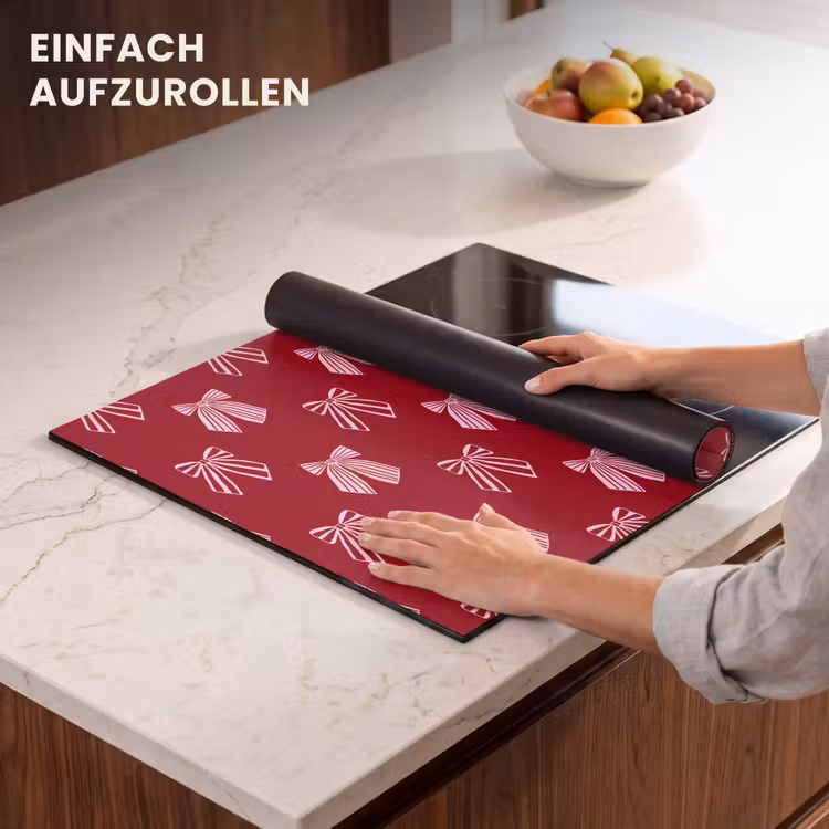 Herdabdeckplatte - Schleifen – Weihnachten – Burgunderrot – Rosa — 7