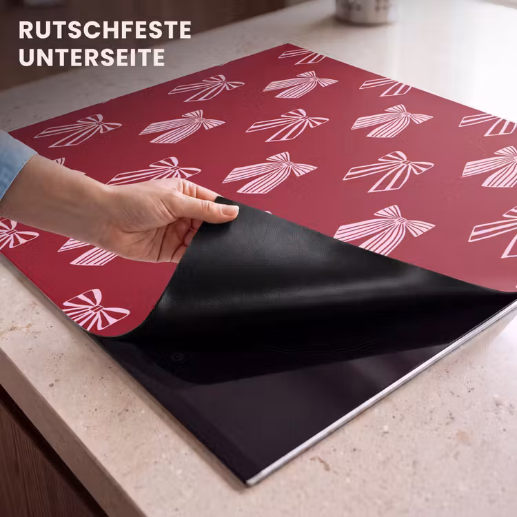 Herdabdeckplatte - Schleifen – Weihnachten – Burgunderrot – Rosa — 9