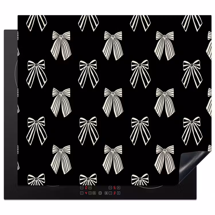 Herdabdeckplatte - Schleifen – Weihnachten – Creme – Schwarz — 1
