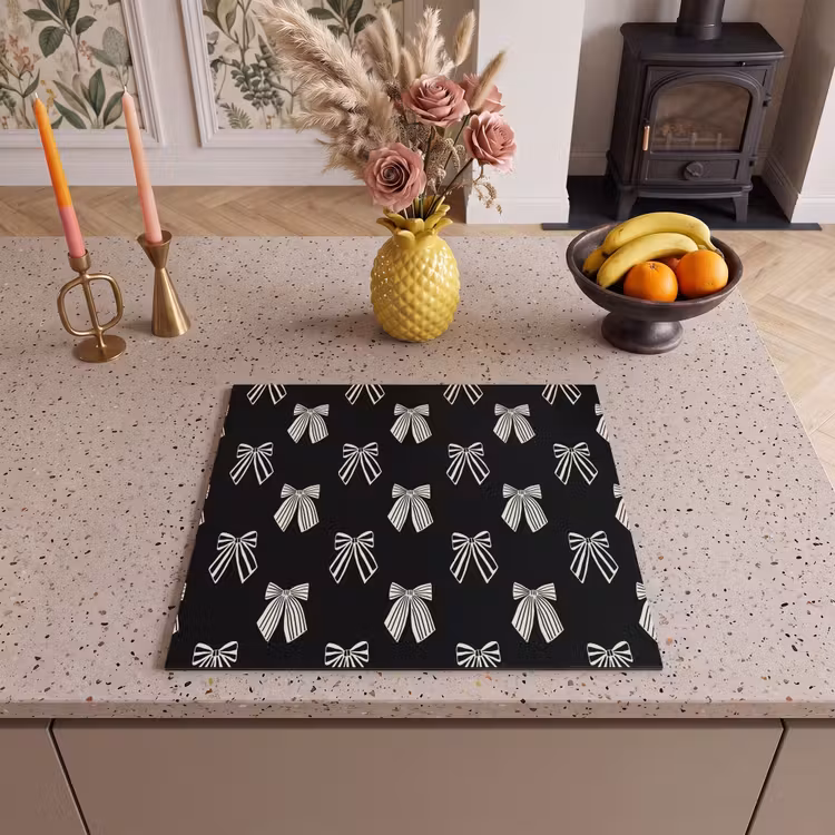 Herdabdeckplatte - Schleifen – Weihnachten – Creme – Schwarz — 2
