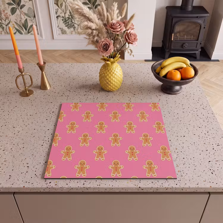 Herdabdeckplatte - Lebkuchen – Weihnachten – Rosa – Braun — 2