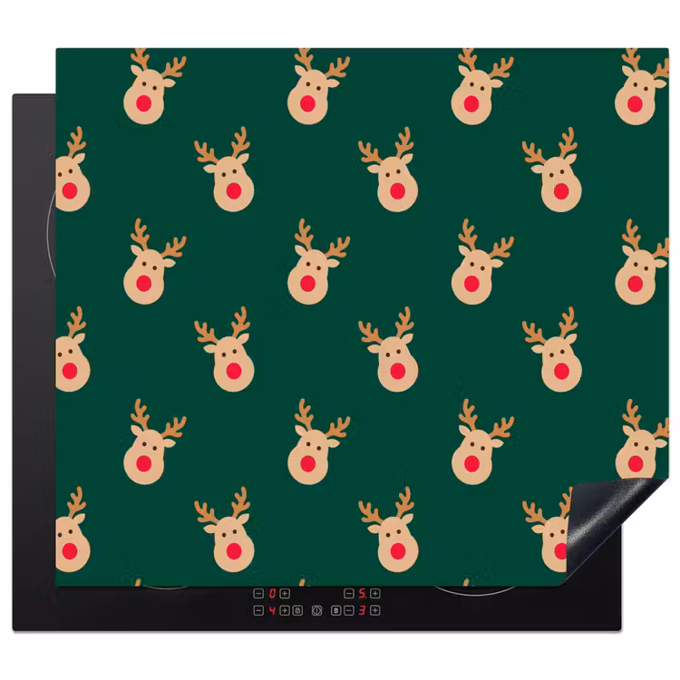Herdabdeckplatte - Rentiere – Weihnachten – Grün — 1