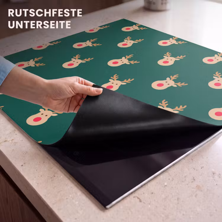Herdabdeckplatte - Rentiere – Weihnachten – Grün — 9