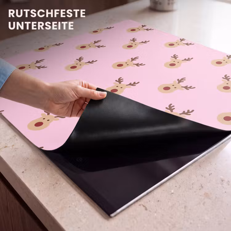 Herdabdeckplatte - Rentiere – Weihnachten – Rosa — 9