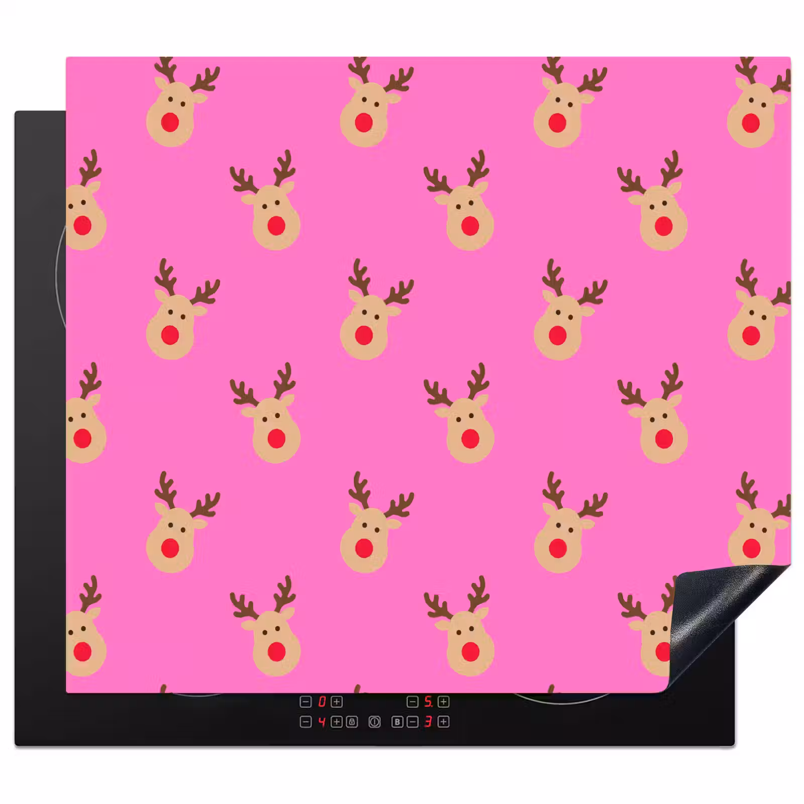 Herdabdeckplatte - Rentiere – Weihnachten – Neon – Rosa — 1