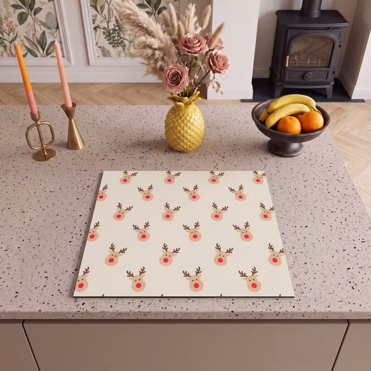 Herdabdeckplatte - Rentiere – Weihnachten – Creme — 2
