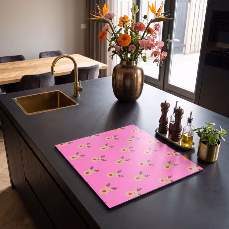 Herdabdeckplatte - Rentiere – Weihnachten – Neon – Rosa — 5