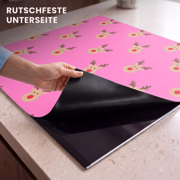 Herdabdeckplatte - Rentiere – Weihnachten – Neon – Rosa — 9