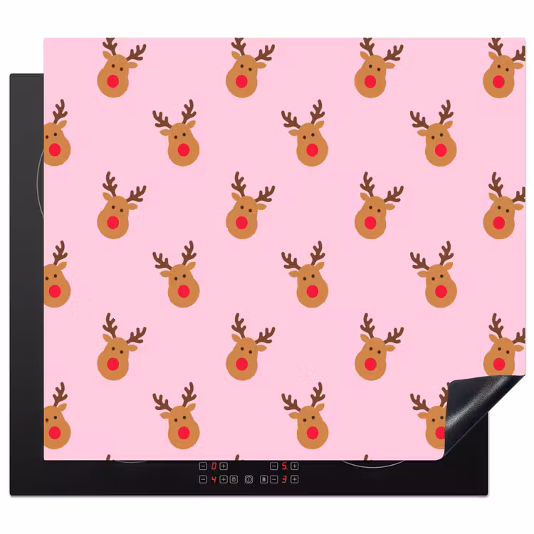 Herdabdeckplatte - Rentiere – Weihnachten – Rosa – Rot — 1