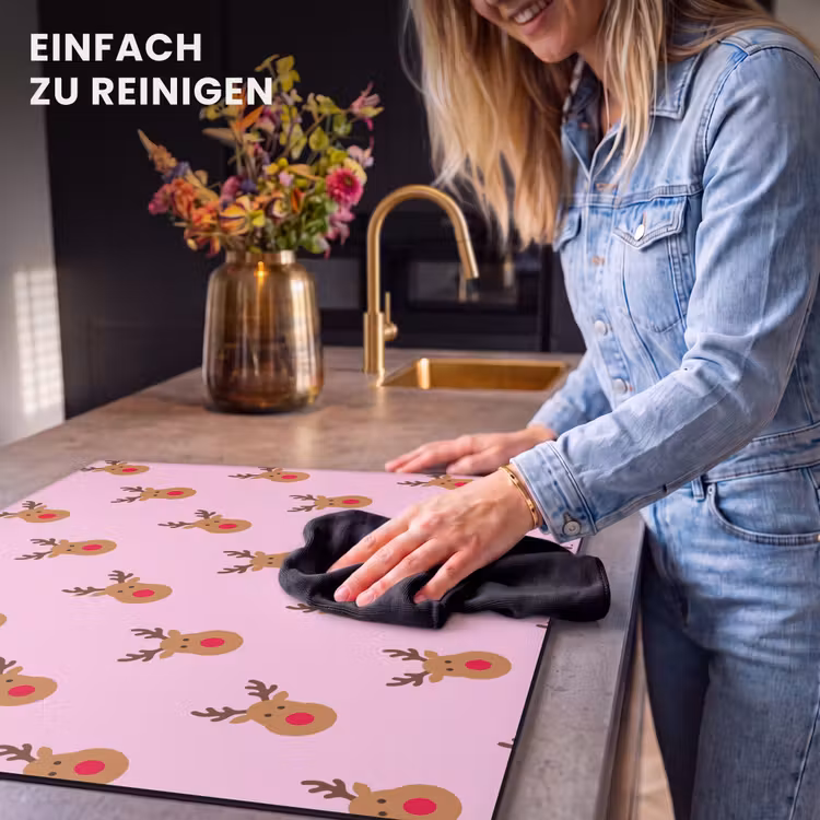 Herdabdeckplatte - Rentiere – Weihnachten – Rosa – Rot — 6
