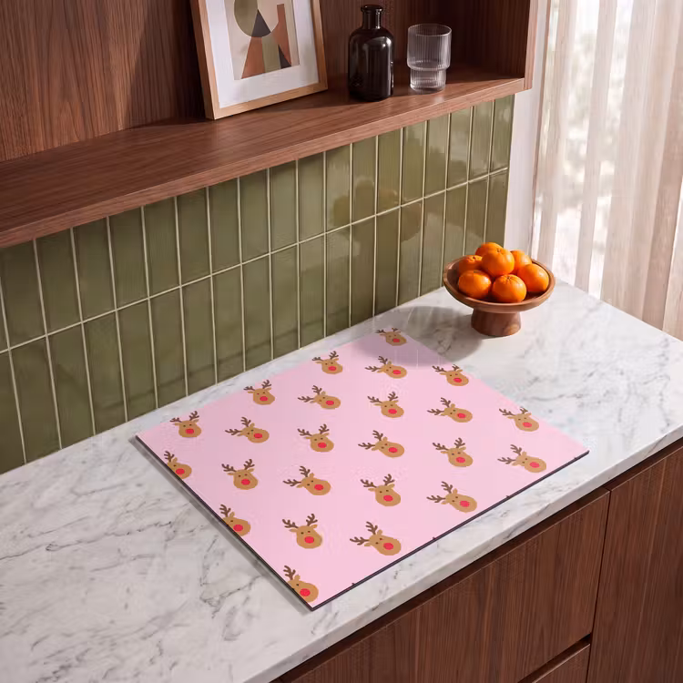 Herdabdeckplatte - Rentiere – Weihnachten – Rosa – Rot — 8