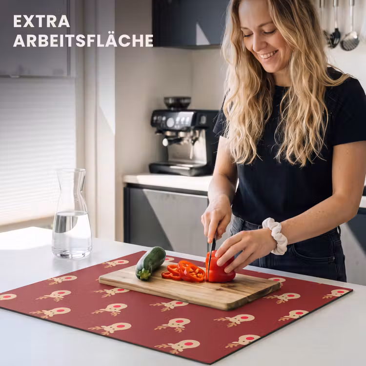Herdabdeckplatte - Rentiere – Weihnachten – Rot – Braun — 4